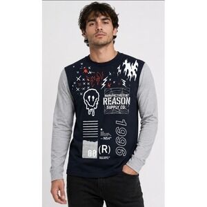 Reason Shirt Mens 4XL Gray Black Long Sleeve Skull Graphic Streetwear NWT T70